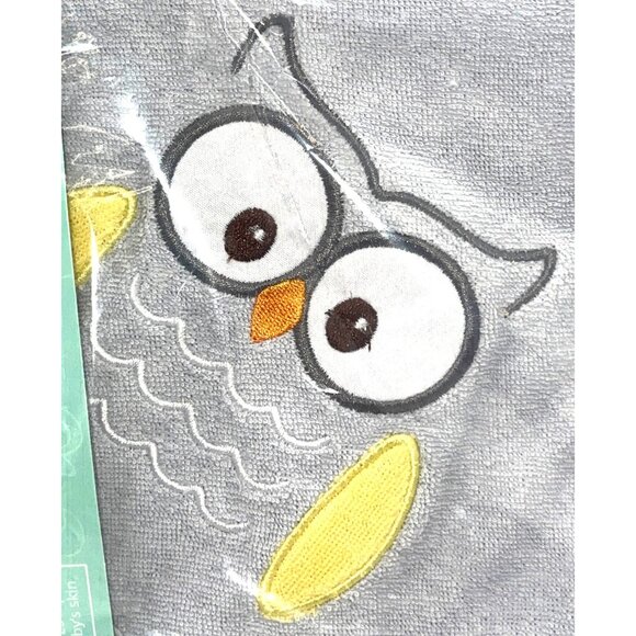 Bitsy Hooded Towel Gray Owl Design Baby Toddler Bath Swim Beach Pool Essential - Picture 5 of 6